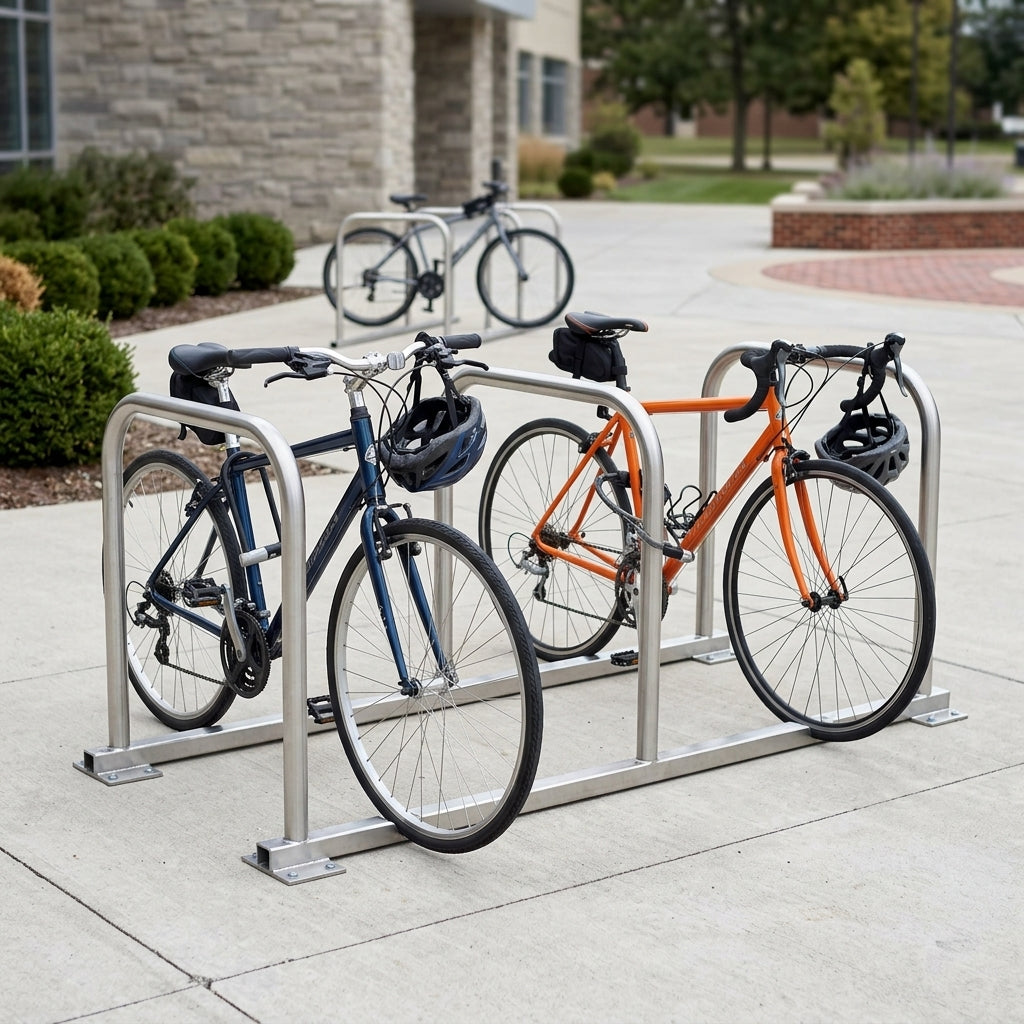 800mm Cycle Rack Stainless Steel - 2 to 5 Hoop Options