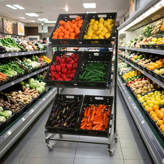800mm Single-Sided Mobile Fruit & Vegetable Display