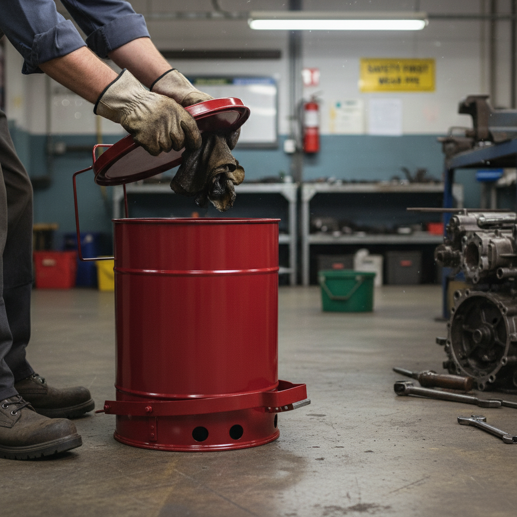 20ltr Justrite® Oily Waste Can - 09100||Foot Operated
