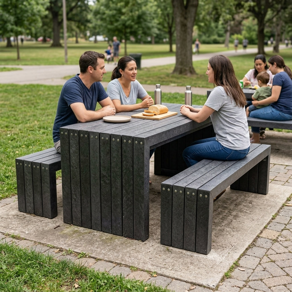 1550mm recycled plastic picnic bench set with table