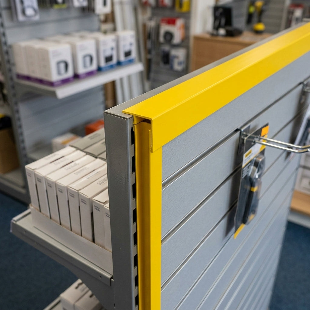 18mm slatwall end cap trim 2.4m yellow