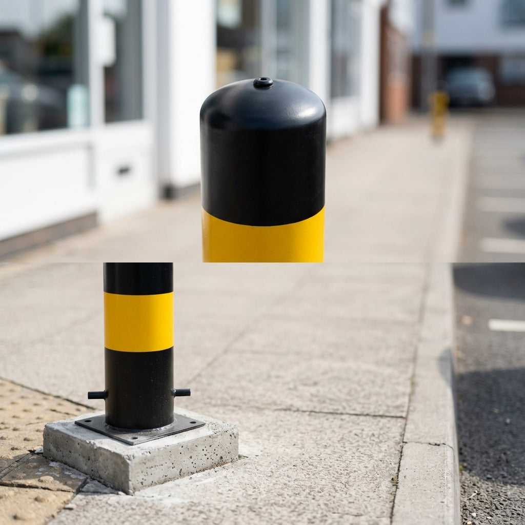 Black Yellow Fixed Steel Bollard 60–193mm Diameter (view 2)
