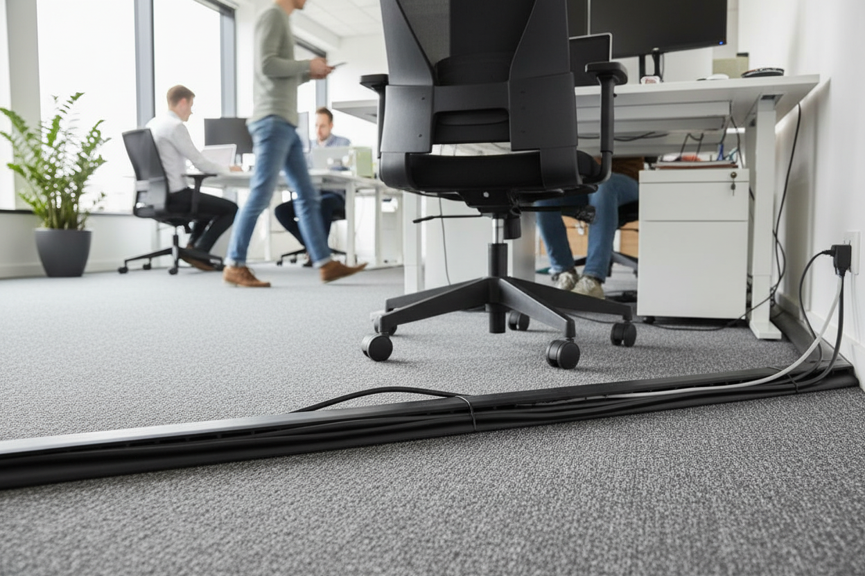Premium All-Purpose Cable Protector with Dual Channels for Trip Hazard Prevention in Offices and Workshops