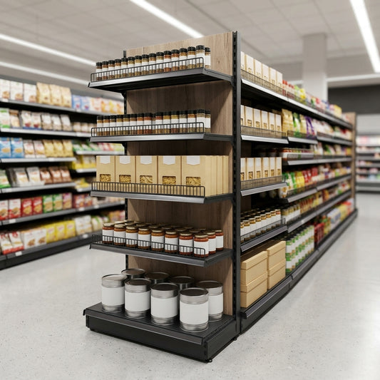 2.4m High Wood Effect End Bay Shelving 370mm Base
