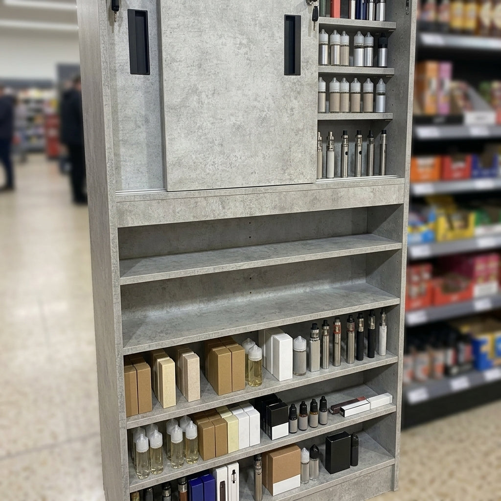 Lockable Sliding Door Vape Display Unit 800-1200mm Wide (view 2)