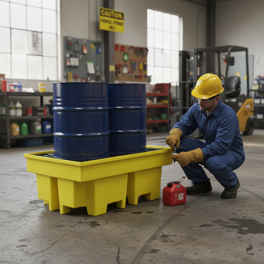 Plastic 2 Drum Spill Pallet With 4-Way Forklift Entry - BP2FW ||To Hold 2 Drums