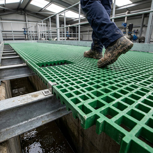 25mm Thick GRP Grating Panels in Grey, Green or Yellow