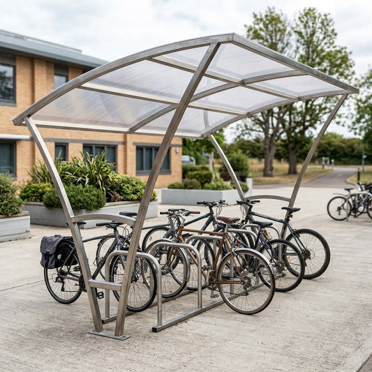10-Bike Open-Front Shelter with Cycle Stands