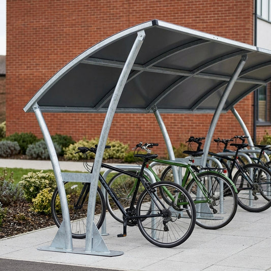 Open-Fronted Cycle Shelter | Galvanised Steel | 2–5m Length