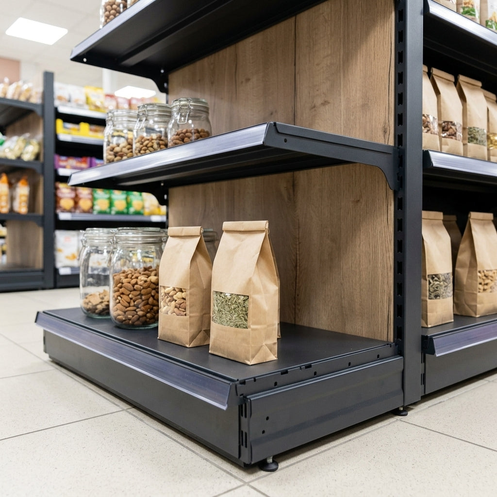 2.1m High Wood Effect Wall Bay Shelving 300mm Base 500–1000mm (view 2)