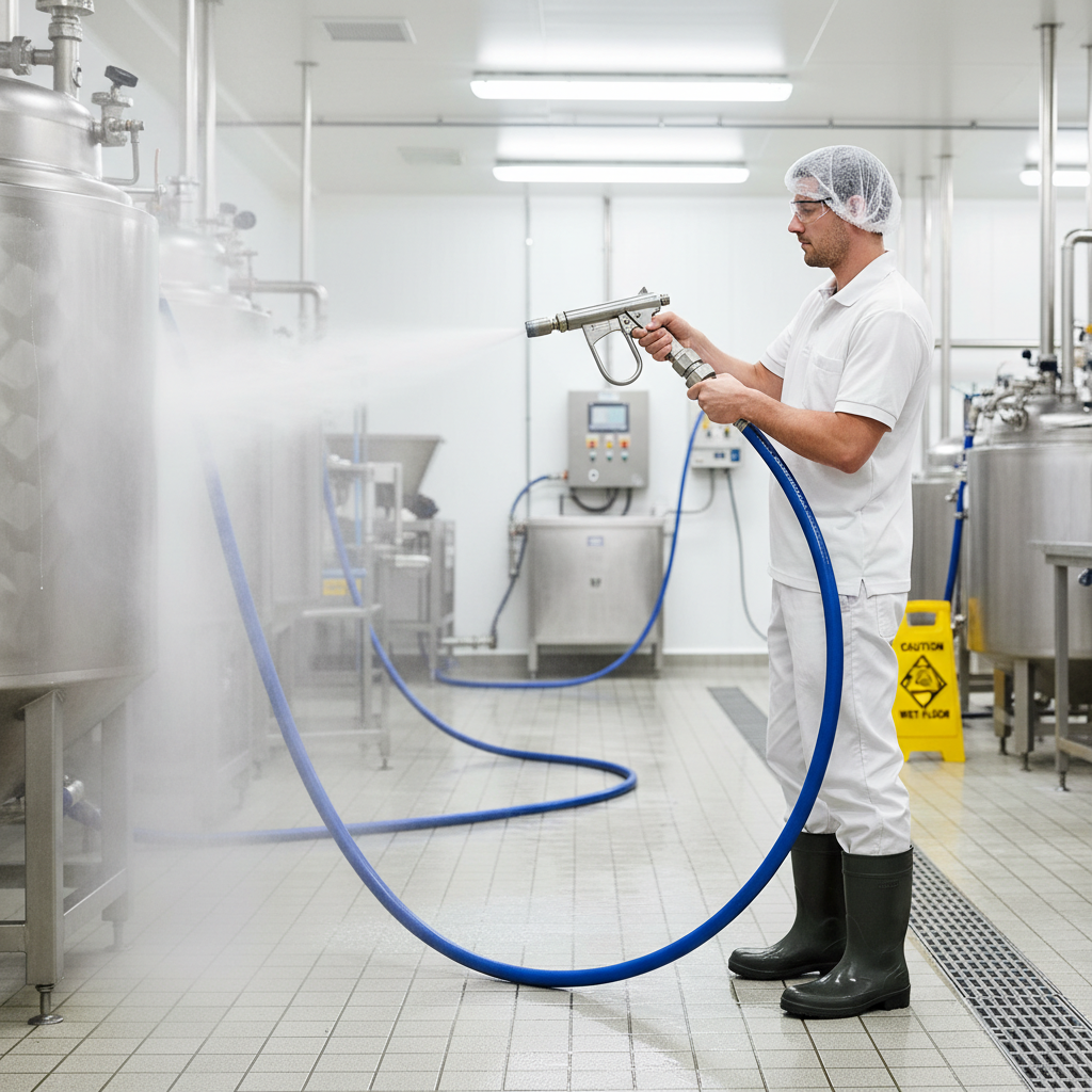 Premium High-Performance Hot Water Washdown Hose for Food Industry - 10 Bar Pressure, Flexible Design, Food-Grade Compliance