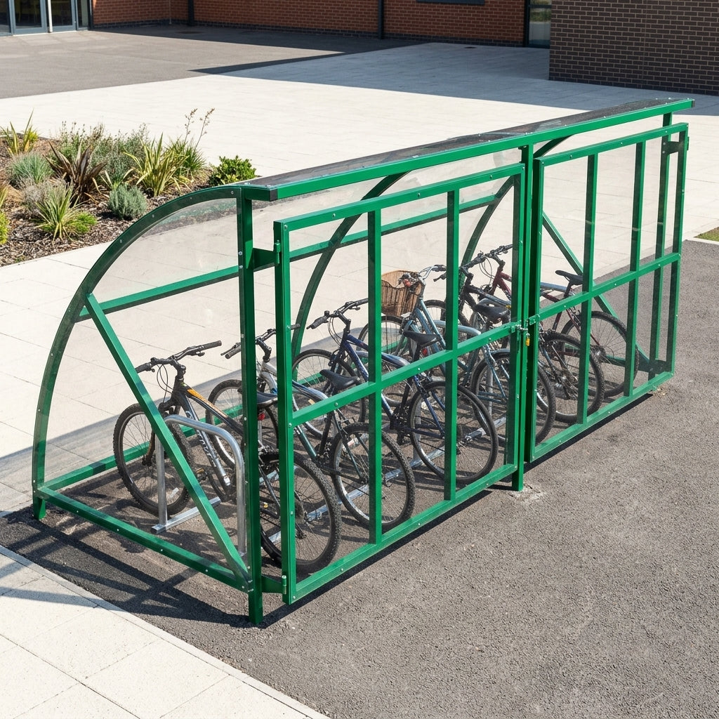 4100 x 2097 x 2064mm Secure Gated Cycle Shelter – 10 Bike