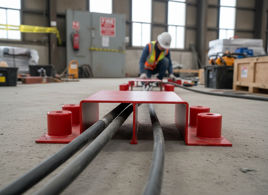 Premium Heavy Duty Steel Bridge Modular Hose/Cable Ramp for Large Diameter Hoses up to 177mm with Galvanized Finish and Red Powder Coating