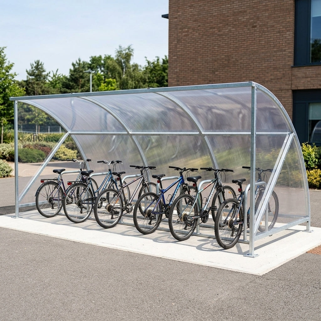 4.6m Slimline 12-Bike Cycle Shelter with Sheffield Rack