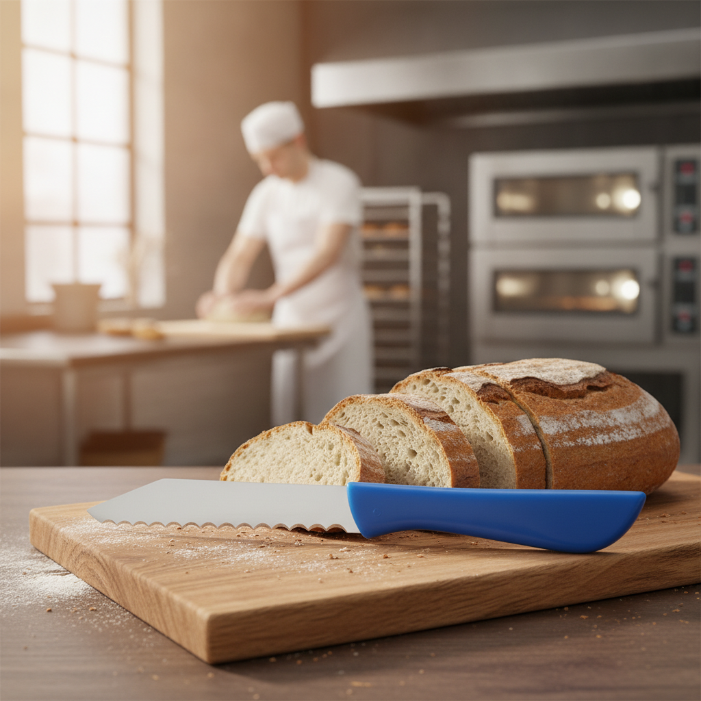 Plastic German Bread Knife with 8cm Stainless Steel Blade for Bakeries