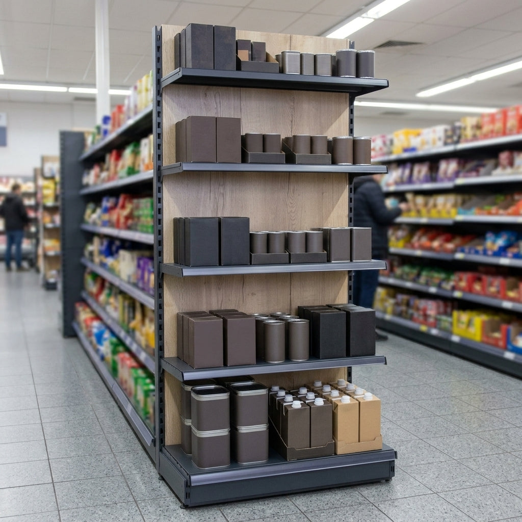 1.4m High Wood Effect Wall Bay Shelving – 300mm Base Shelf
