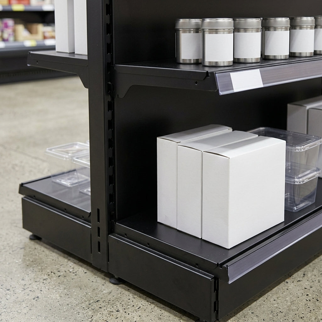 1.4m Wall Shelving Bay with 300mm Base & 250mm Upper Shelves (view 2)
