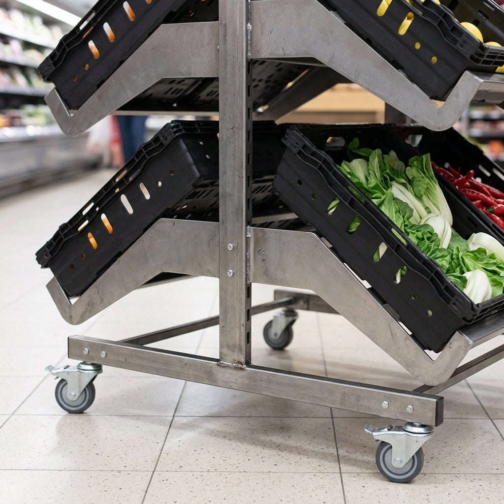 800mm double-sided mobile fruit and vegetable display unit (view 2)
