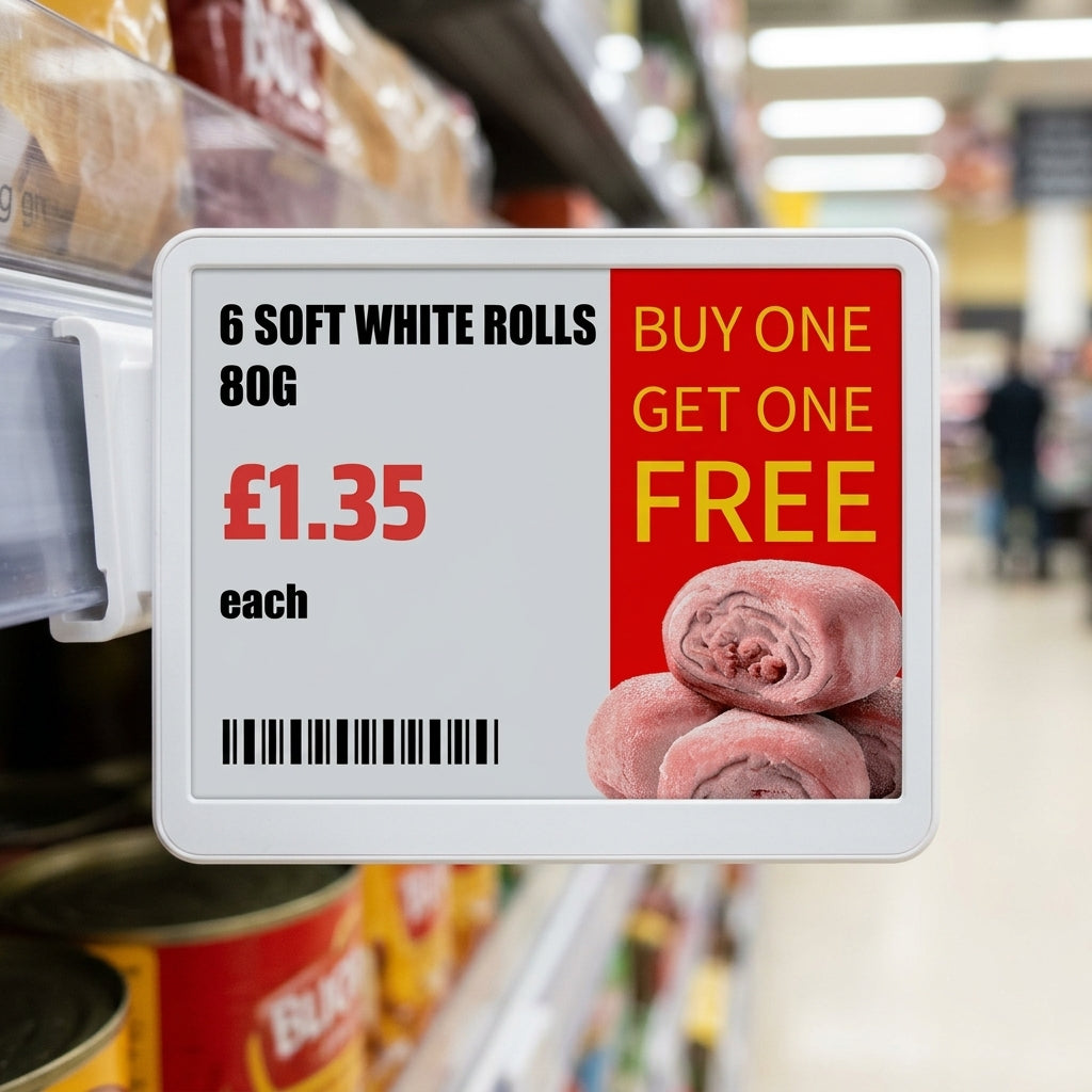 5.8" electronic shelf label with ultra-low power e-ink display (view 2)