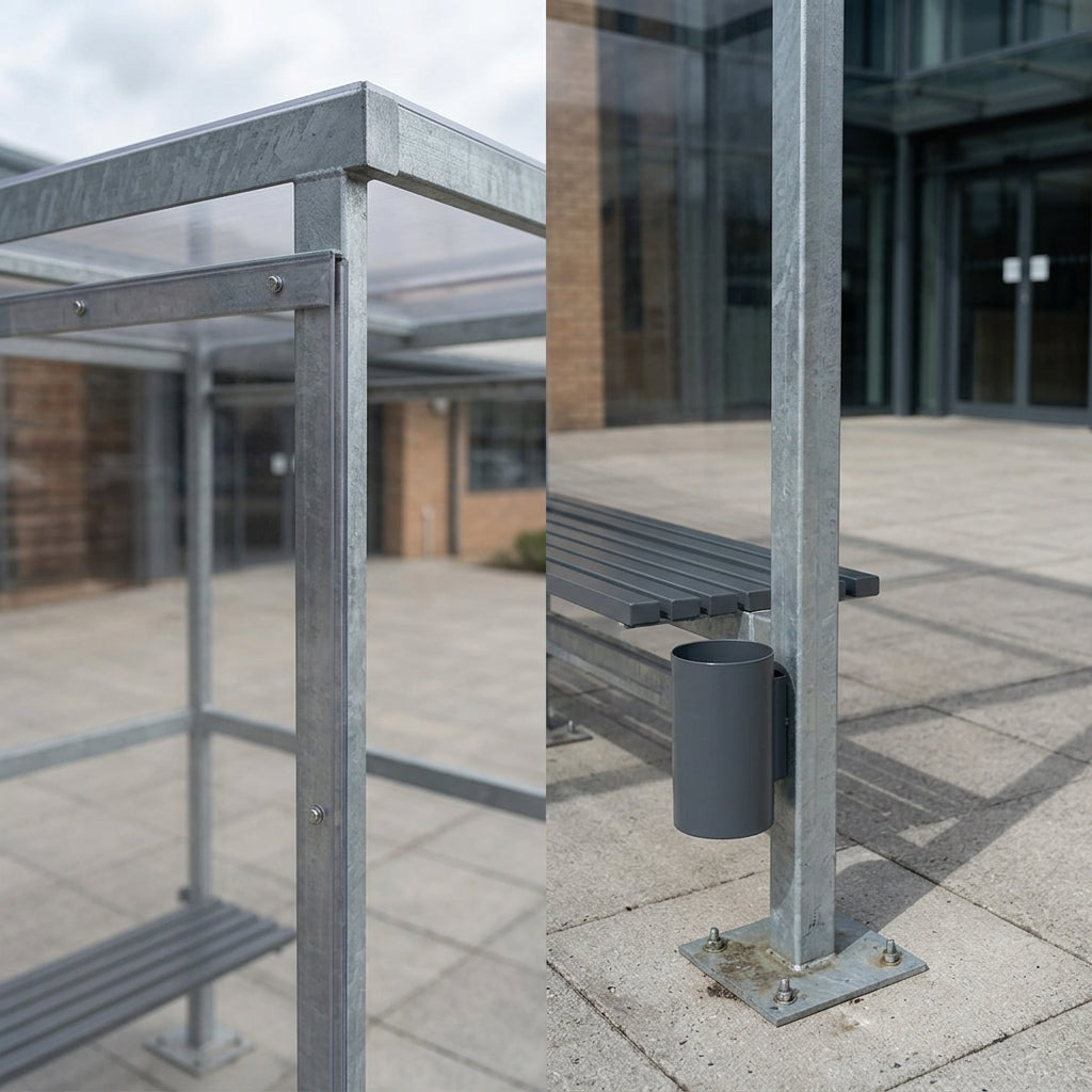 Freestanding smoking shelter slimline polycarbonate panels (view 2)