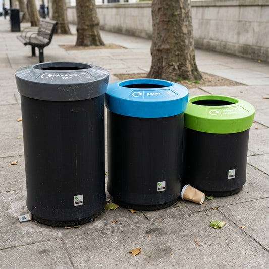 Open Top Recycling Bin 41–62L Black Recycled MDPE