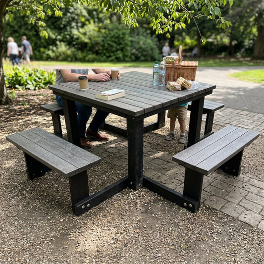 2.1m Square Recycled Plastic Picnic Table 8-Seater