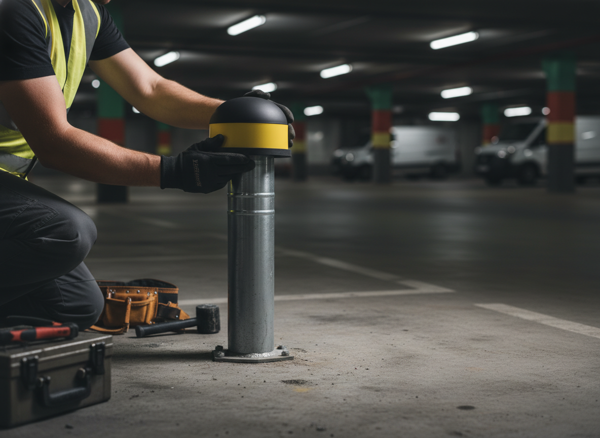 Premium Heavy Duty Spare Bollard Head with Reflective Strip Compatibility for 89mm Diameter Bollards