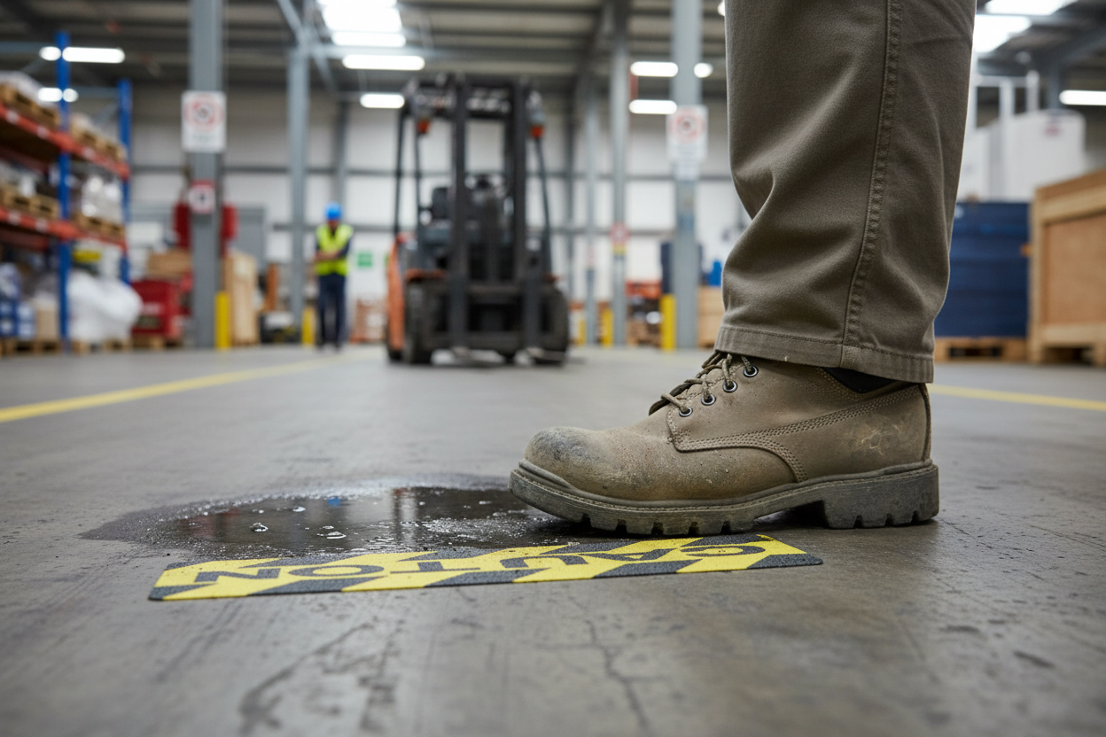 Professional Anti-Slip Pre-Cut Tile Tread with Caution Warning, 150mm x 610mm for Enhanced Safety