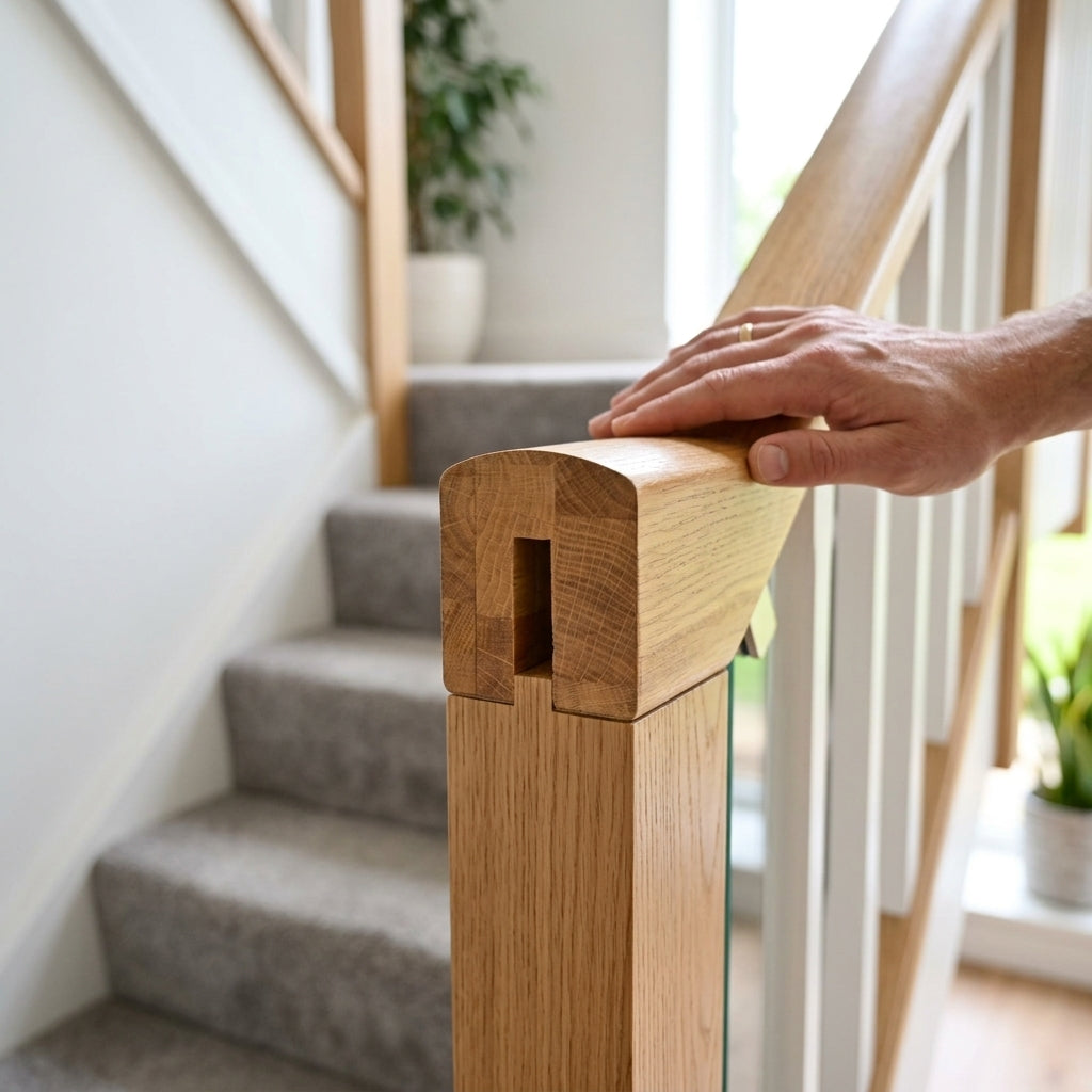 60 x 69mm Square Handrail Engineered Oak Grooved or Ungrooved (view 2)