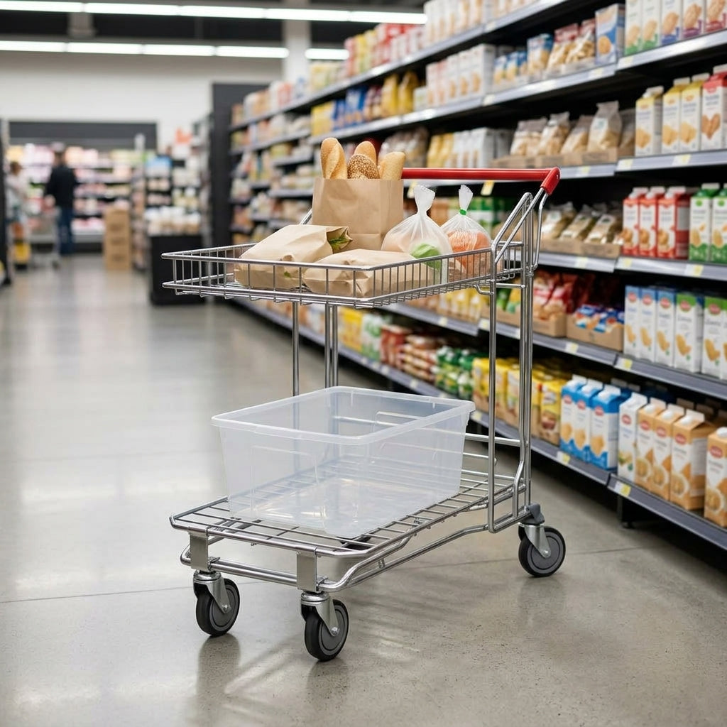 27 Litre Foldable Top Basket for Flatbed Shopping Trolley