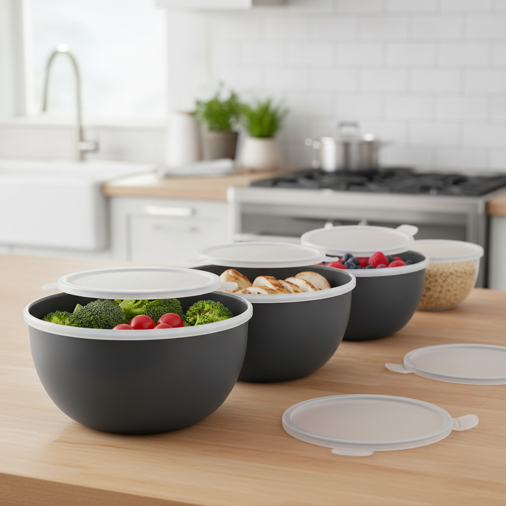 Plastic Prep Bowls Set for Meal Prepping (Pack of 4)