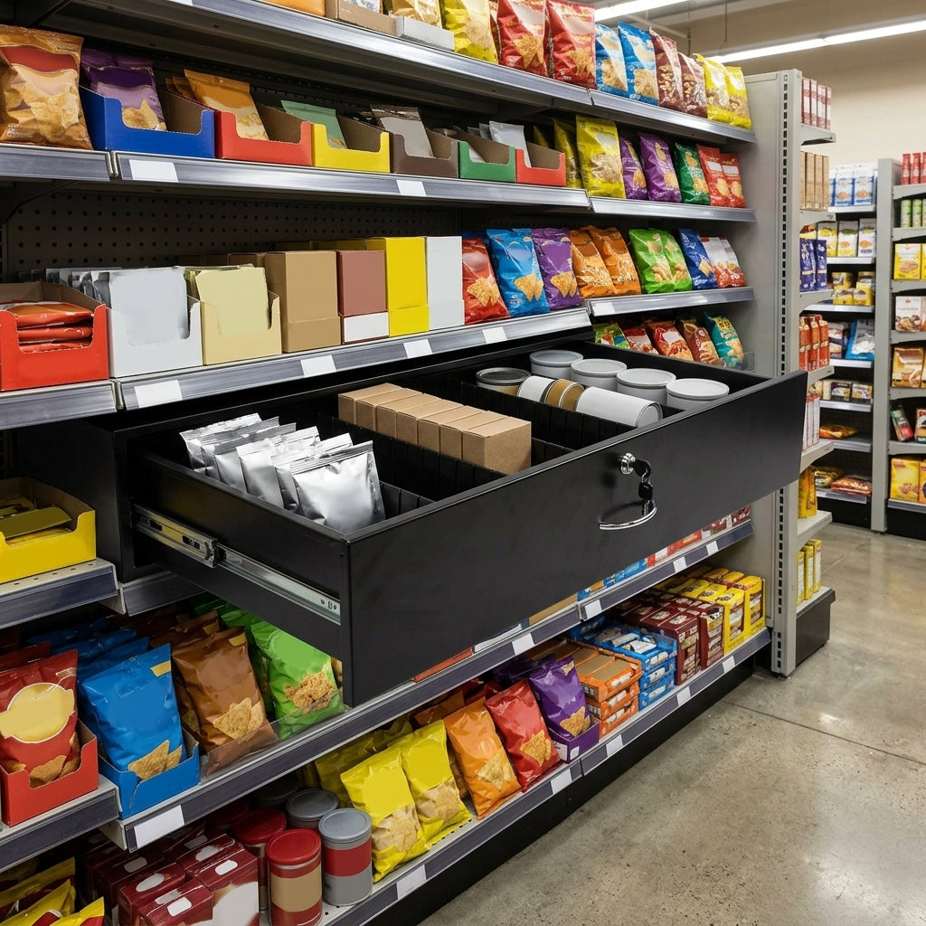Under Counter Tobacco Drawer 300mm Deep – 50mm Pitch