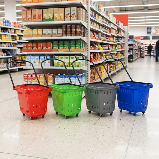 Rolling Shopping Basket 40L or 55L – Push Pull Trolley