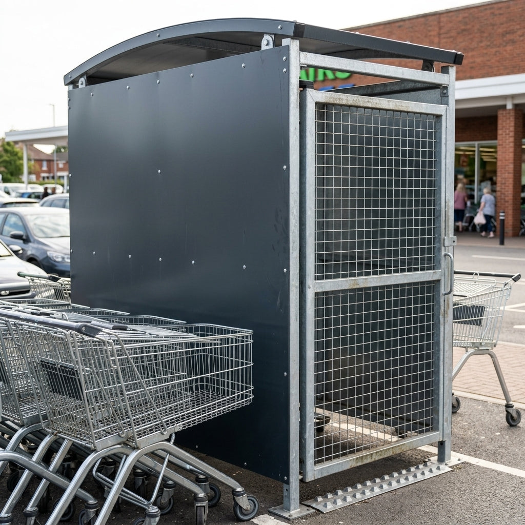 2m × 1–5m Galvanised Steel Bin Shelter with Mesh Doors (view 2)