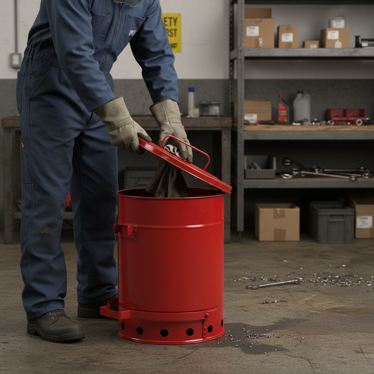 34ltr Justrite® Oily Waste Can - 09300 ||Foot Operated