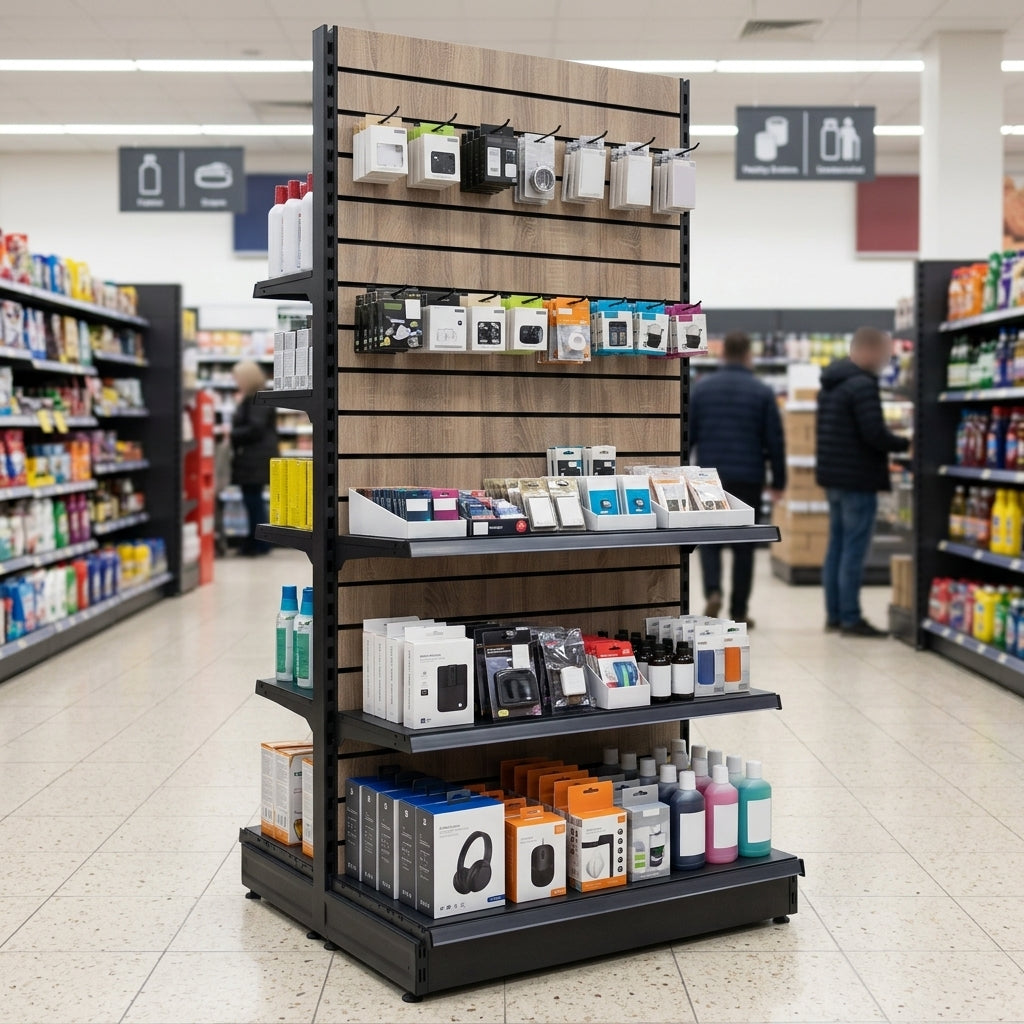 1.8m Wood Effect Gondola Display Bay | 370mm Base Shelf