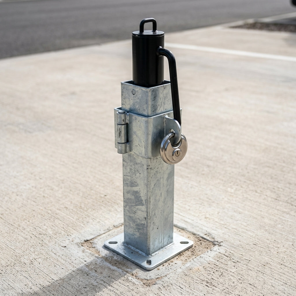 Telescopic bollard 745mm galvanised with security lock (view 2)