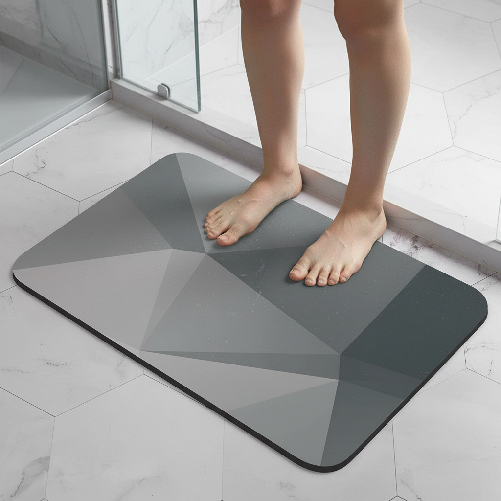 Premium Diatomaceous Earth Bath Mat Rug with Rubber Backing - Water Absorbent, Quick Dry, Non-Slip Design, Suitable for Bathroom, Kitchen, and Indoor Use (40 x 60 cm)