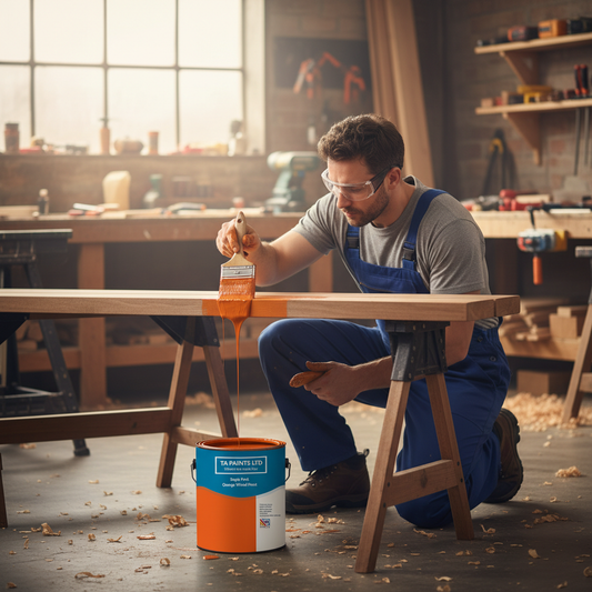 Premium Orange Gloss Wood Paint - Durable, Waterproof, UV Resistant Polyurethane Enamel for Indoor and Outdoor Use