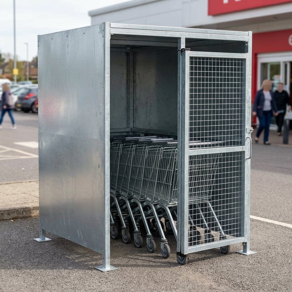 2m × 1–5m Galvanised Steel Bin Store with Mesh Doors
