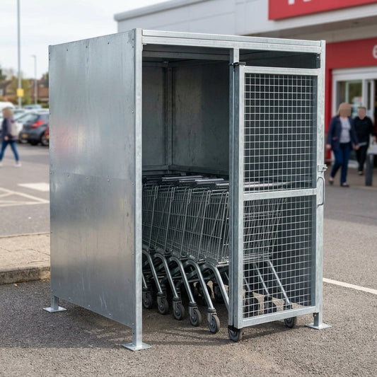 2m × 1–5m Galvanised Steel Bin Store with Mesh Doors