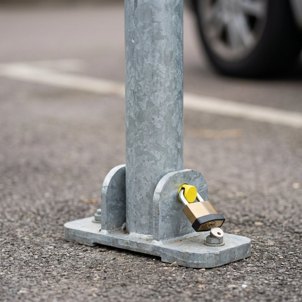 60mm Folding Parking Post with Locking Bar (view 2)