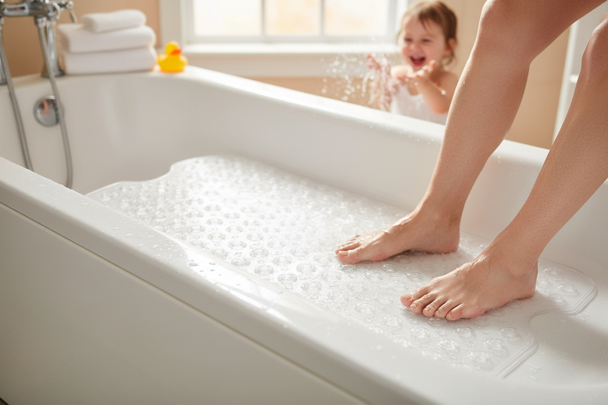 Premium Non-Slip Bath Mat with Anti-Mold Properties - Extra Long 100 x 40 CM - Machine Washable for Safety and Hygiene in Bathtubs