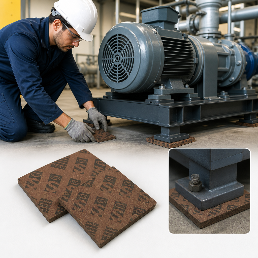 Cork and Rubber Anti-Vibration Mounting for Machinery Noise Reduction
