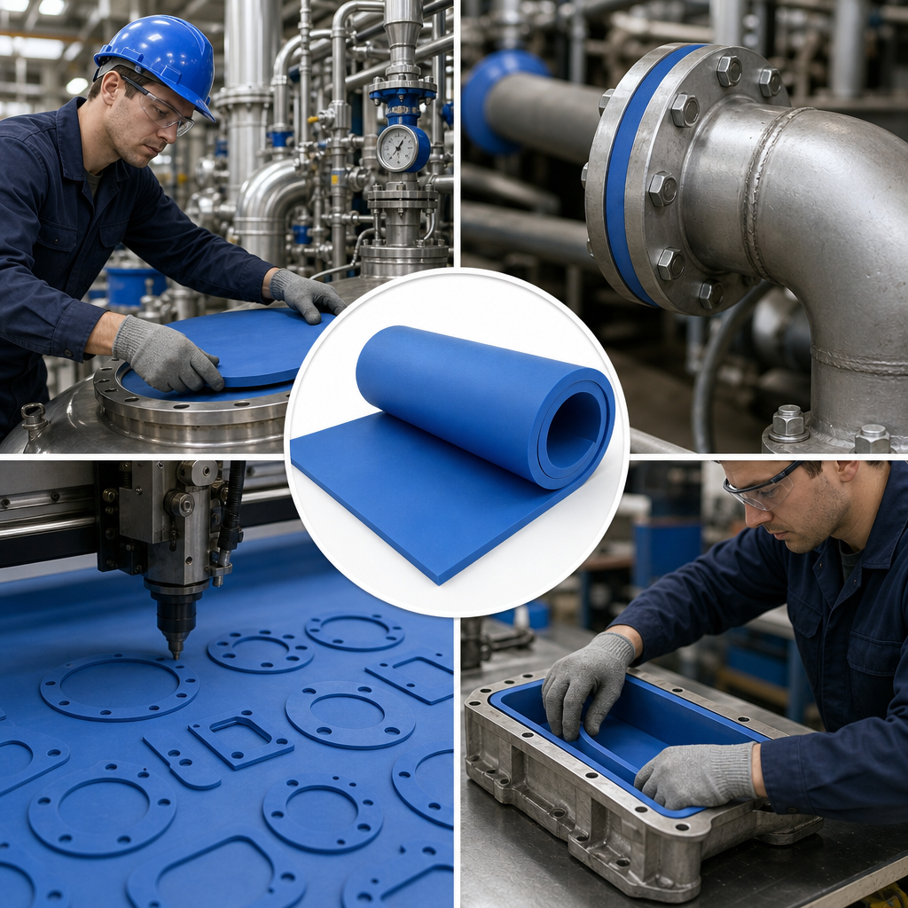 Fluorosilicone Rubber Sheet in Blue, 3.2mm Thick for Industrial Applications