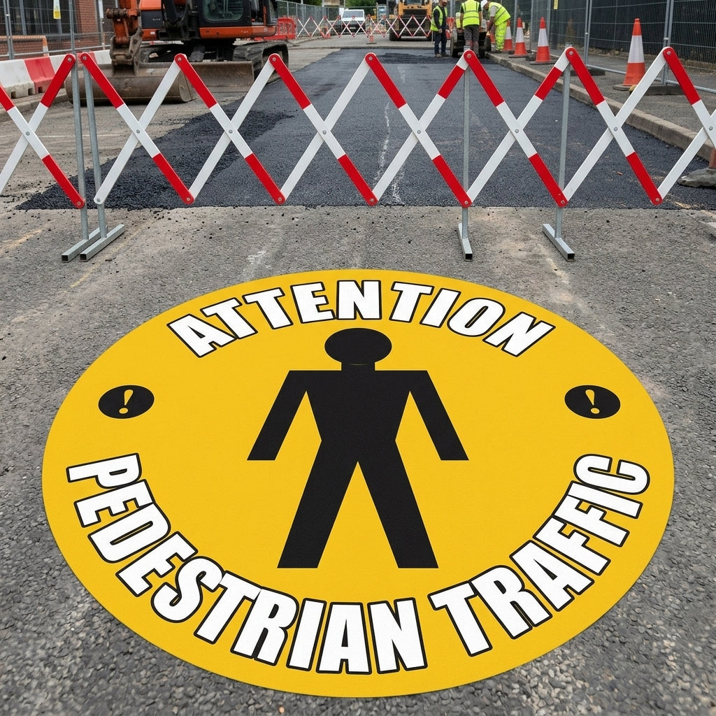 430mm floor sign – pedestrian traffic alert, slip-resistant vinyl