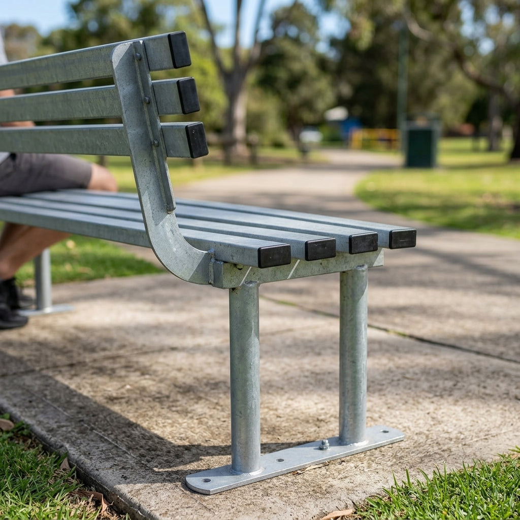 1800mm outdoor mild steel bench seat with back (view 2)
