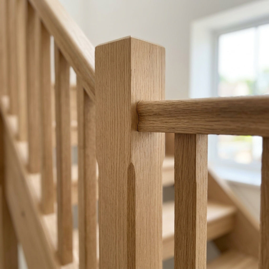 90mm x 90mm Solid Oak Plain Square Newel Post 2400mm (view 2)