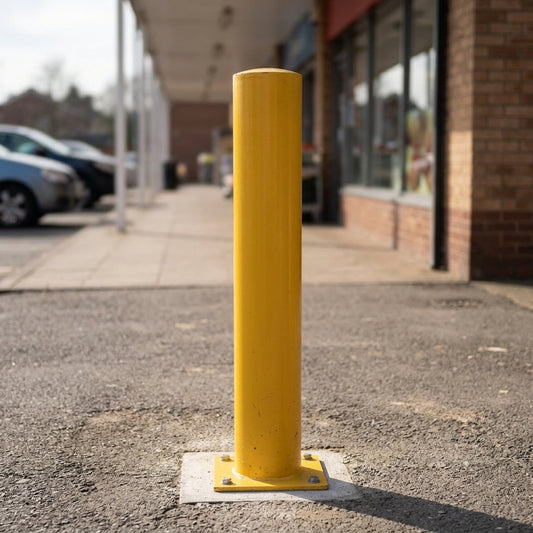 900mm Yellow Galvanised Mild Steel Bollard – Ram Raid Deterrent