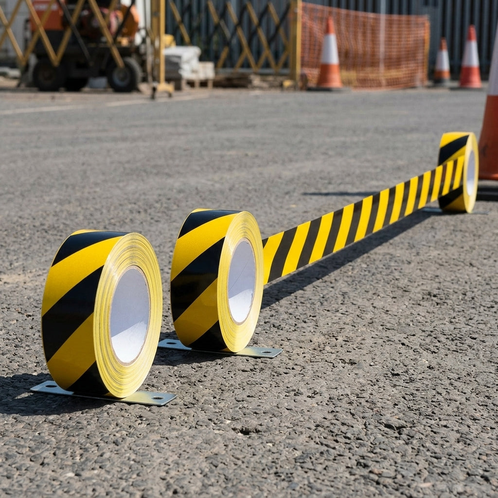 50mm x 25m Reflective Hazard Warning Tape – 2 Rolls